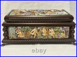 EXC Swiss REUGE 3/72 Music Box, Capodimonte Ceramic Chopin's Tristesse VIDEO