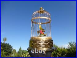 EXC Vintage Swiss Reuge Singing Bird Cage Gold Filled Cage Two Birds Model