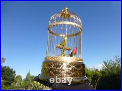 EXC Vintage Swiss Reuge Singing Bird Cage Gold Filled Cage Two Birds Model