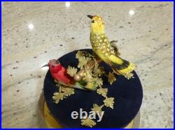 EXC Vintage Swiss Reuge Singing Bird Cage Gold Filled Cage Two Birds Model