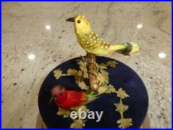 EXC Vintage Swiss Reuge Singing Bird Cage Gold Filled Cage Two Birds Model