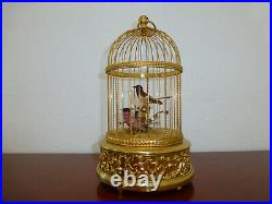 EXC Vintage Swiss Reuge Singing Bird Cage Gold Gilt Cage (Watch The Video)