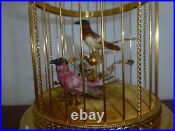 EXC Vintage Swiss Reuge Singing Bird Cage Gold Gilt Cage (Watch The Video)