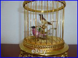 EXC Vintage Swiss Reuge Singing Bird Cage Gold Gilt Cage (Watch The Video)