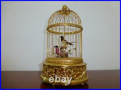 EXC Vintage Swiss Reuge Singing Bird Cage Gold Gilt Cage (Watch The Video)