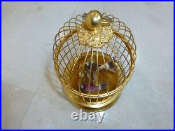 EXC Vintage Swiss Reuge Singing Bird Cage Gold Gilt Cage (Watch The Video)