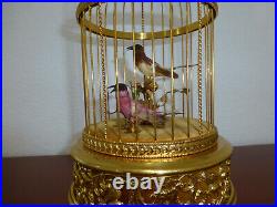 EXC Vintage Swiss Reuge Singing Bird Cage Gold Gilt Cage (Watch The Video)