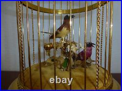 EXC Vintage Swiss Reuge Singing Bird Cage Gold Gilt Cage (Watch The Video)