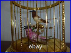 EXC Vintage Swiss Reuge Singing Bird Cage Gold Gilt Cage (Watch The Video)