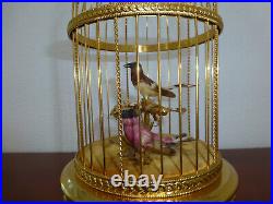 EXC Vintage Swiss Reuge Singing Bird Cage Gold Gilt Cage (Watch The Video)