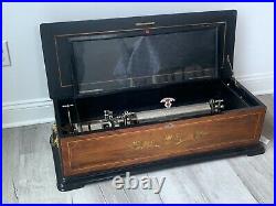 EXTRA LARGE Antique Original Swiss Cylinder 6 Tune Music Box 38 Long 14.5 Comb