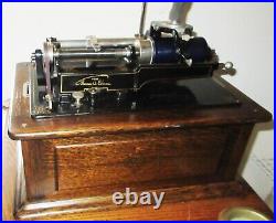 Edison Four Minute Cylinder Triumph Phonograph with Original Signet Oak Horn