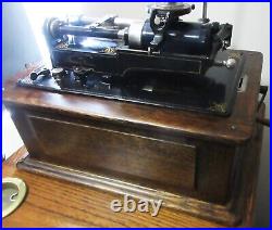 Edison Four Minute Cylinder Triumph Phonograph with Original Signet Oak Horn