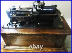 Edison Four Minute Cylinder Triumph Phonograph with Original Signet Oak Horn