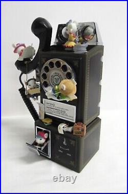 Enesco 1992 Party Line Pay Phone Deluxe Action Music Box with Moving Mice -EUC