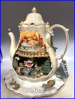 Enesco 1993 Teapot Bungalow Music Box'Twas The Night Before Christmas READ