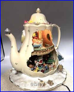 Enesco 1993 Teapot Bungalow Music Box'Twas The Night Before Christmas READ
