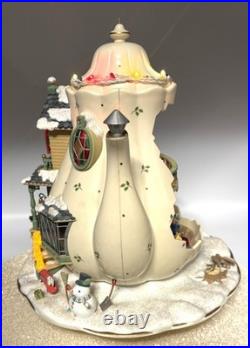 Enesco 1993 Teapot Bungalow Music Box'Twas The Night Before Christmas READ
