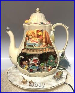 Enesco 1993 Teapot Bungalow Music Box'Twas The Night Before Christmas READ