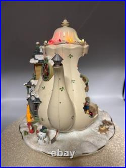Enesco 1993 Teapot Bungalow Music Box'Twas The Night Before Christmas READ