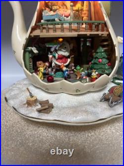 Enesco 1993 Teapot Bungalow Music Box'Twas The Night Before Christmas READ