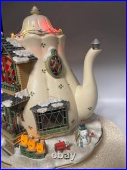 Enesco 1993 Teapot Bungalow Music Box'Twas The Night Before Christmas READ