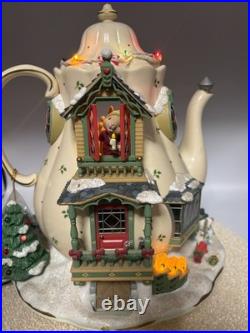 Enesco 1993 Teapot Bungalow Music Box'Twas The Night Before Christmas READ