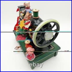 Enesco Homespun Holiday Mice Sewing Machine Music Box Plug Adapter 1993 Works