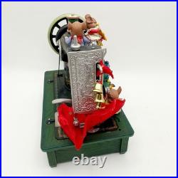 Enesco Homespun Holiday Mice Sewing Machine Music Box Plug Adapter 1993 Works