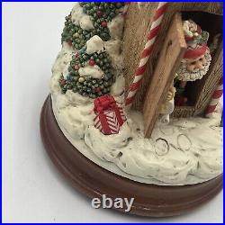 Enesco North Pole Village Music Box 876879 Santa Simon in the Outhouse Zimnicki