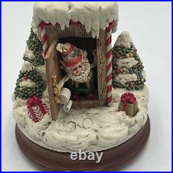 Enesco North Pole Village Music Box 876879 Santa Simon in the Outhouse Zimnicki