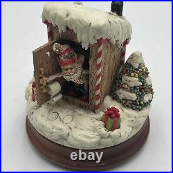 Enesco North Pole Village Music Box 876879 Santa Simon in the Outhouse Zimnicki