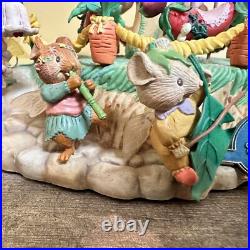 Enesco Rare MELODY MEADOW Lighted Musical Mushroom Mice Carousel Works READ