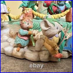 Enesco Rare MELODY MEADOW Lighted Musical Mushroom Mice Carousel Works READ