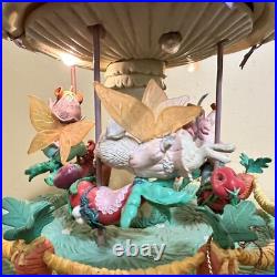 Enesco Rare MELODY MEADOW Lighted Musical Mushroom Mice Carousel Works READ