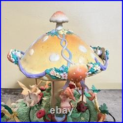 Enesco Rare MELODY MEADOW Lighted Musical Mushroom Mice Carousel Works READ