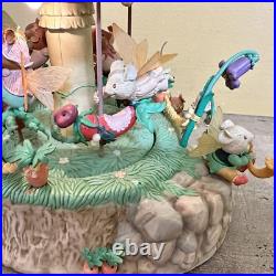 Enesco Rare MELODY MEADOW Lighted Musical Mushroom Mice Carousel Works READ