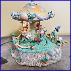 Enesco Rare MELODY MEADOW Lighted Musical Mushroom Mice Carousel Works READ