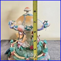 Enesco Rare MELODY MEADOW Lighted Musical Mushroom Mice Carousel Works READ