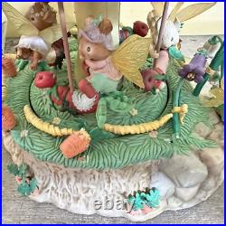 Enesco Rare MELODY MEADOW Lighted Musical Mushroom Mice Carousel Works READ