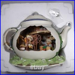 Enesco Teapot Bungalow Illuminated Lighted Action Musical Animated Mice Vintage