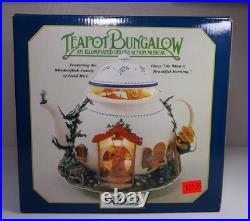 Enesco Teapot Bungalow Illuminated Lighted Action Musical Animated Mice Vintage