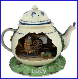 Enesco Teapot Bungalow Lighted Moving Music Box Oh What a Beautiful Morning