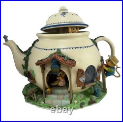 Enesco Teapot Bungalow Lighted Moving Music Box Oh What a Beautiful Morning