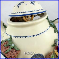 Enesco Teapot Bungalow Lighted Moving Music Box Oh What a Beautiful Morning