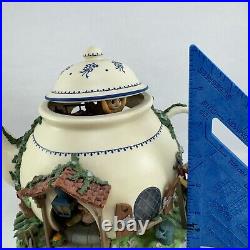 Enesco Teapot Bungalow Lighted Moving Music Box Oh What a Beautiful Morning