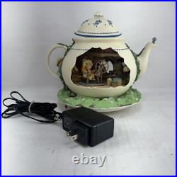 Enesco Teapot Bungalow Lighted Moving Music Box Oh What a Beautiful Morning