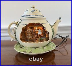 Enesco Teapot Bungalow Lighted Moving Whiskerflick Famlily Mice House Musical