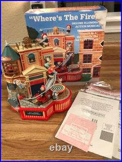 Enesco firehouse Where's the Fire collectible illuminated action music box