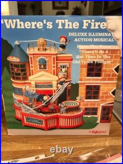 Enesco firehouse Where's the Fire collectible illuminated action music box